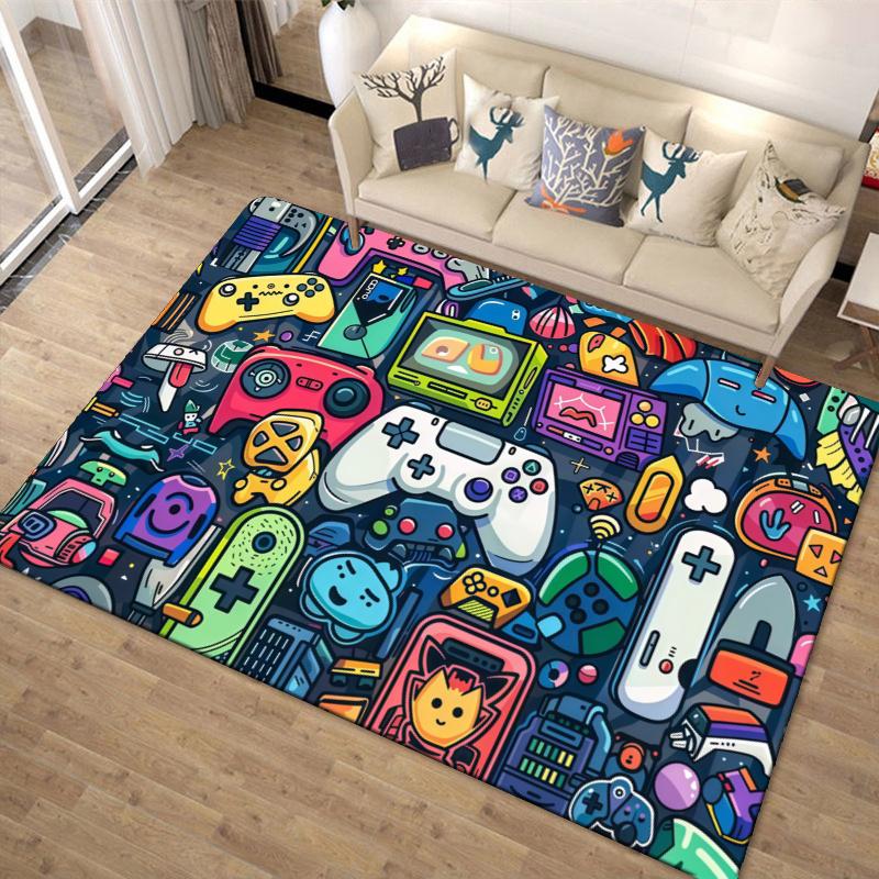 Gamepad Teppich für Wohnzimmer Schlafzimmer Zuhause Sofadekoration, Kinder spielen Rutschfeste Bodenmatte