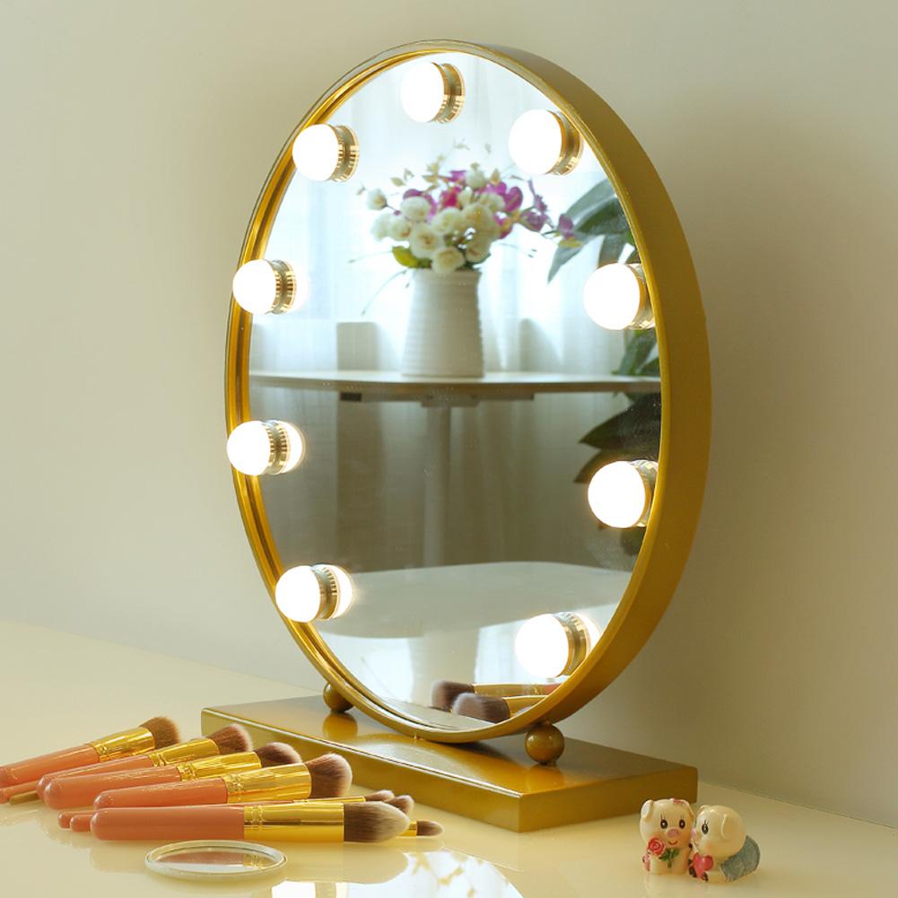 10 LED Trójbarwne Ściemnialne Żarówki Zestawu Oświetlenia Lusterkowego do Makijażu, Lampka Stołowa do Makijażu z