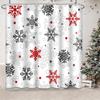 4Pcs Luxury Merry Christmas Shower Curtain Sets for Bathroom Non-Slip Bathroom Rugs Lid Toilet Cover Bath Mat