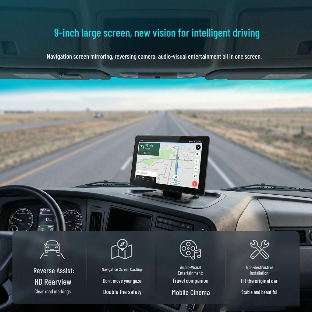 9" Portable Wireless Carplay Navigator with HD Reversing Camera