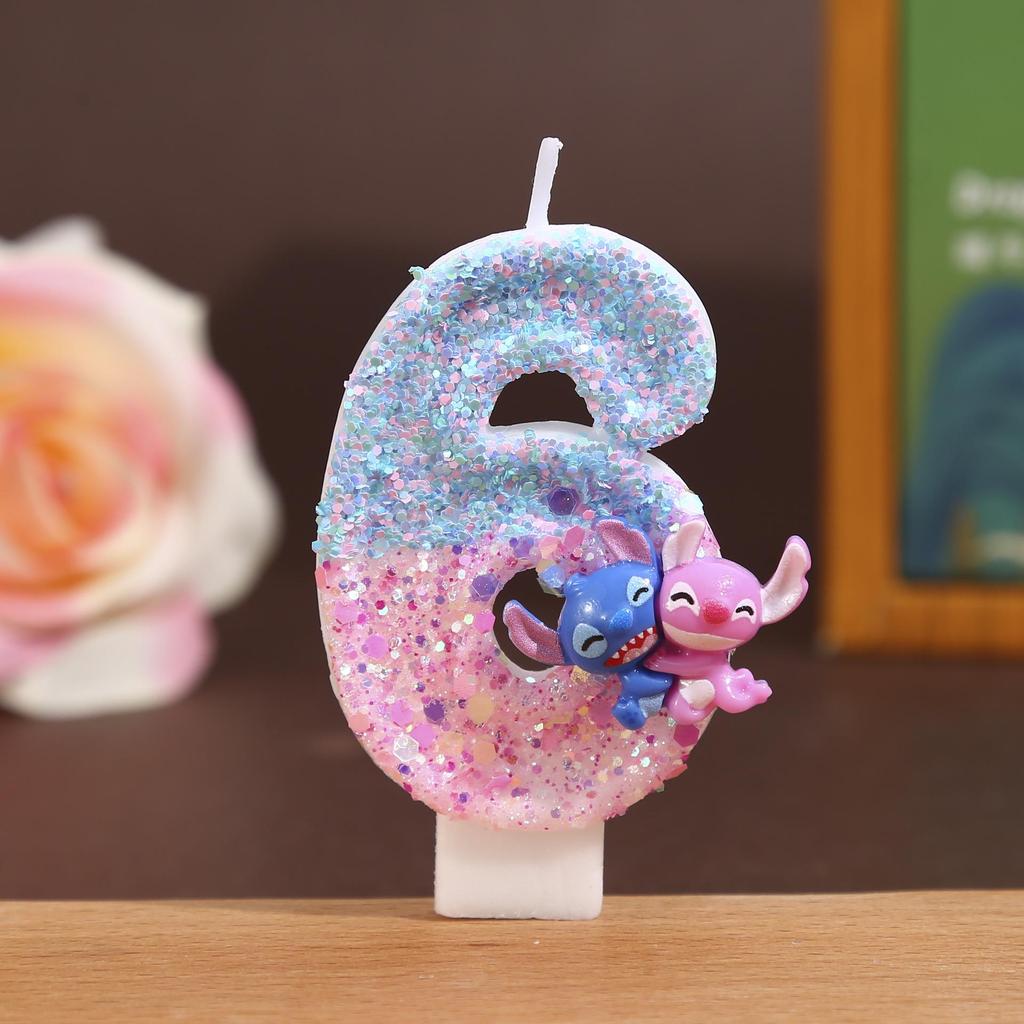 Creative Blue Stitch Digital Birthday Cake Candles - Cute and Festive