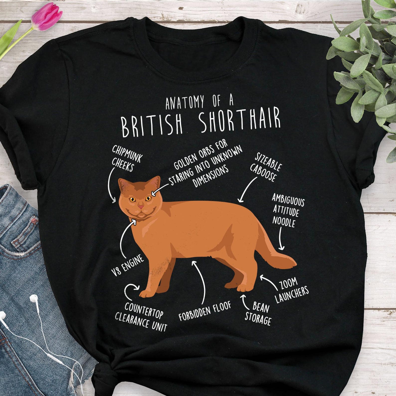 Red British Shorthair Shirt, , , Funny Cat Lover Gift, Cute Pet T-shirt Gold Orange British Shorthair Lover Tshirt Cat Tee Mom Dad 100
