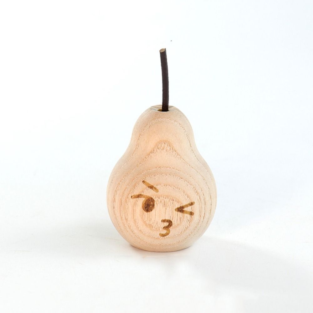 2pcs Handmade Artificial Pear Sculpture Cute Perfume Diffuser Wood Pear Statue Desktop Decoration