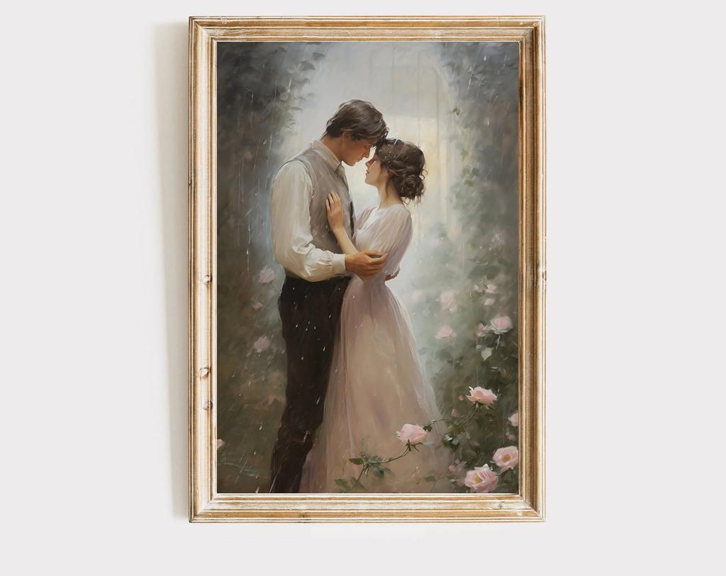 Pride and Prejudice Wall Art Print Canvas Oil Painting Elizabeth Bennet and Mr Darcy Cottagecore Posters Home Decor