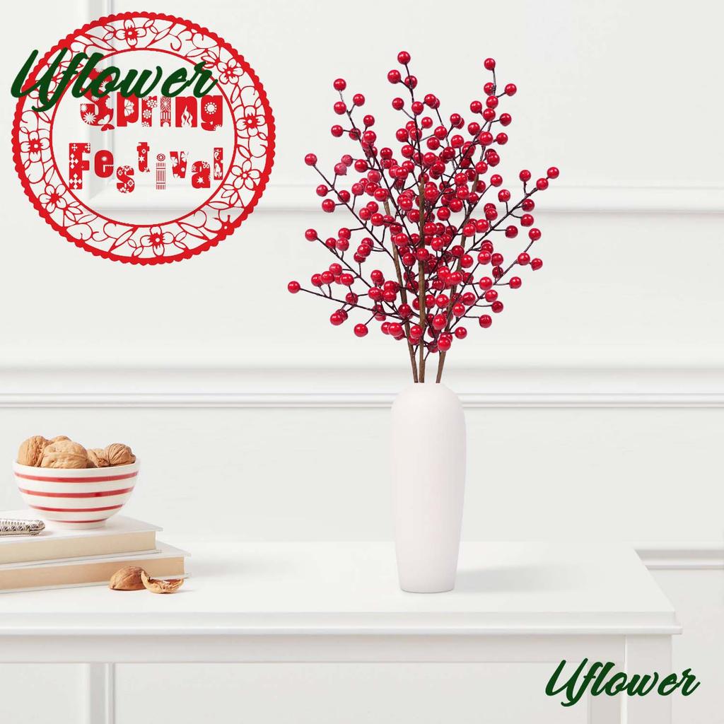 1/3PCS Artificial Red Berry Branches  for Home Tabletop Festivals Wedding Party DIY Craft Decor Christmas New Year Decoration