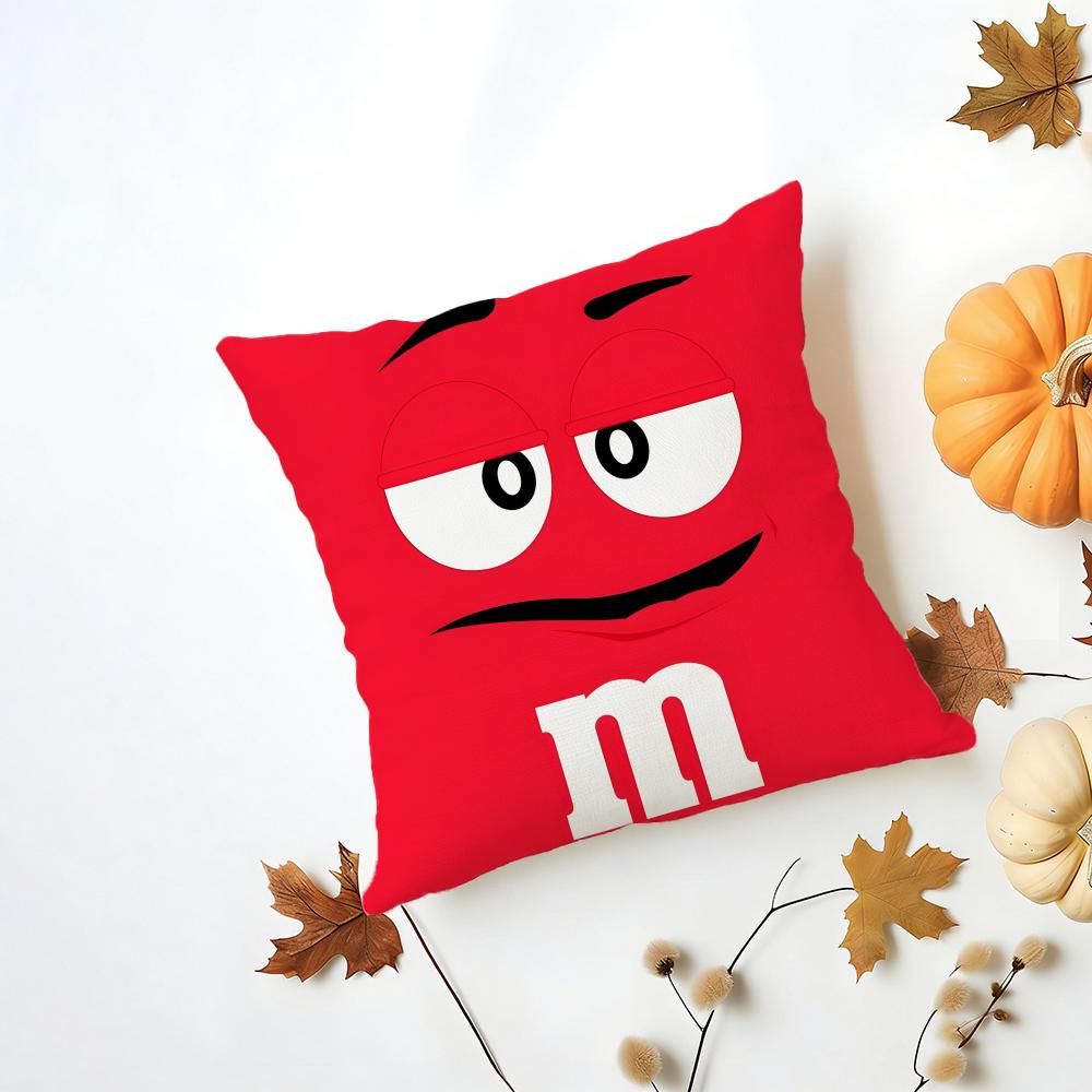 Fashion MMs Chocolate Candy Meme Cushion Cover Iceland Washable Linen Soft for Daily Sofa Bed Home Room Decor