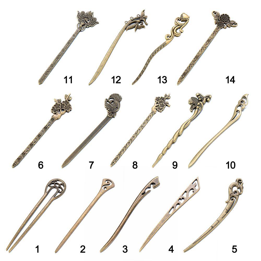 Fashion Women Hair Sticks Vintage Metallic Hair Clip Hair Care Hairpin Bronze Hairpins Curved Hair Accessories Styling Tools