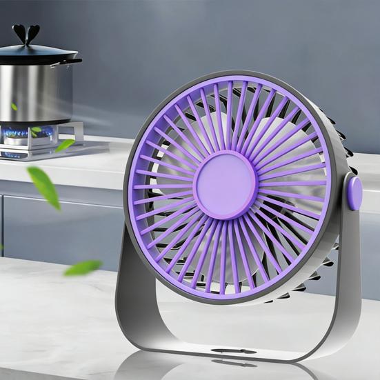 USB Desk Fan 5 Gears Wind Speed Portable Table Fan with 3 Color LED Lights Rechargeable Quiet Small Fan for Home Office Bedroom Desktop