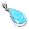 Natural Republic Larimar Edelstein 925 Massiv Sterlingsilber Anhänger 1,75" a2t95