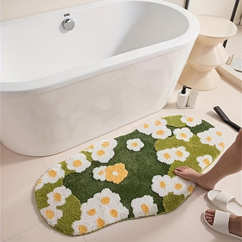 Thickened Moss Rug Absorbent Bedside Small Carpet Flower Pattern Bathroom Mat Bedroom