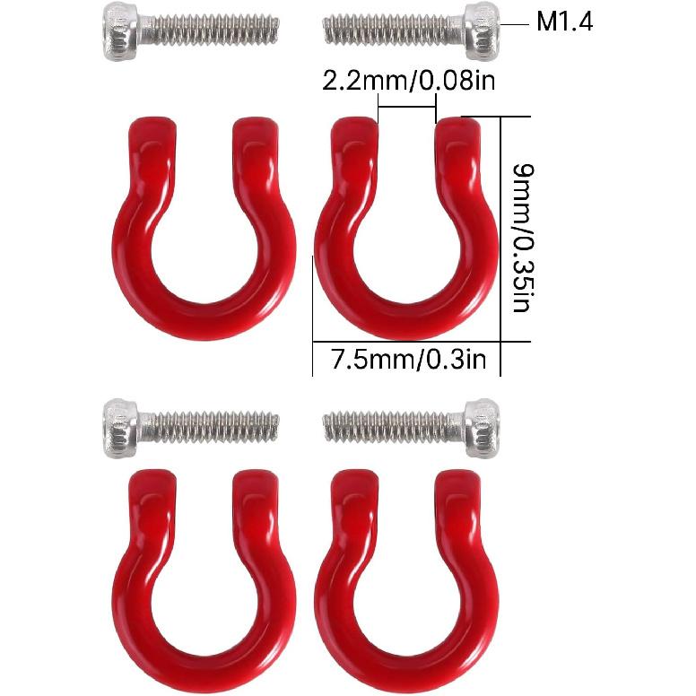 

INJORA D Rings Tow Hooks with M1.4 Screws for FCX18 LC80 TRX4M Defender