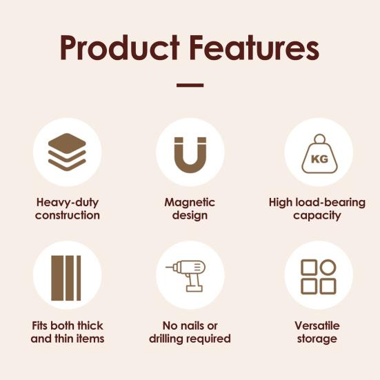 Multi-functional Magnetic Storage Rack No Drilling Adhesive Space Saving Clothes Hook Pole Electric Toothbrush Toilet Brush Broom Organizer Holder