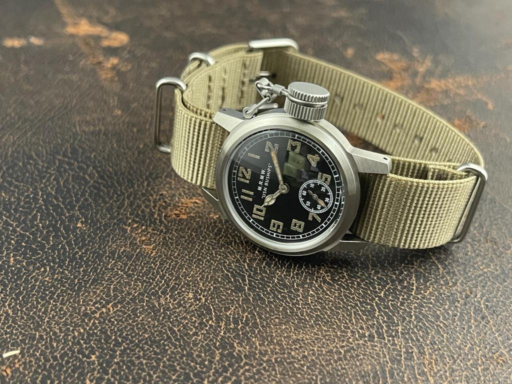 Military watch for Buships small khaki nylon NATO strap [M.R.M.W.] men, second,