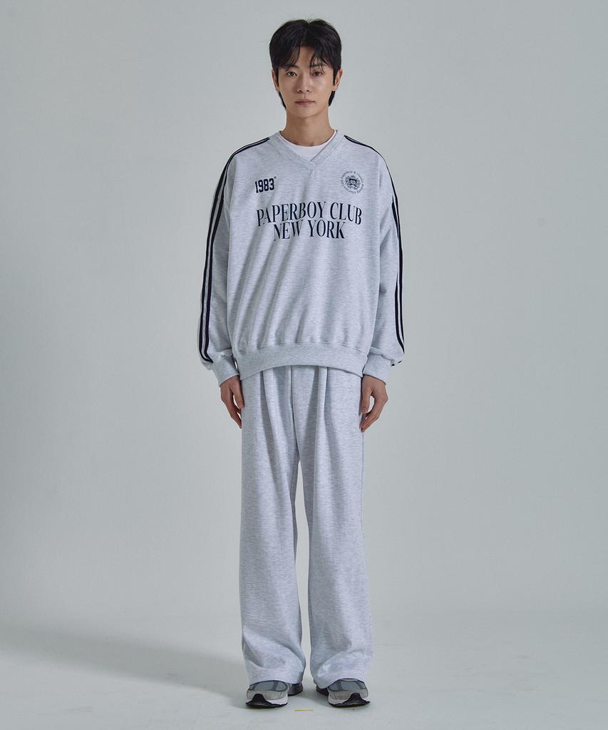 PAPERBOY Pintuck Wide Sweatpants - White Melange