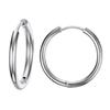 2pcs Classic Simple Glossy 8-20mm Circle Hoop Earrings For Women  Gold and Silver Two-color Stainless Steel Unisex Jewelry Gift