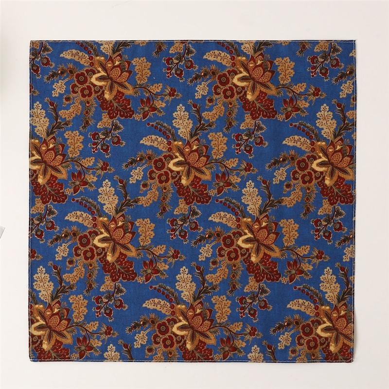 1Pc 34x34cm Thin Cotton Retro Flower Printed Women Pocket Handkerchief Scarf Absorbent Wipe Sweat Towel