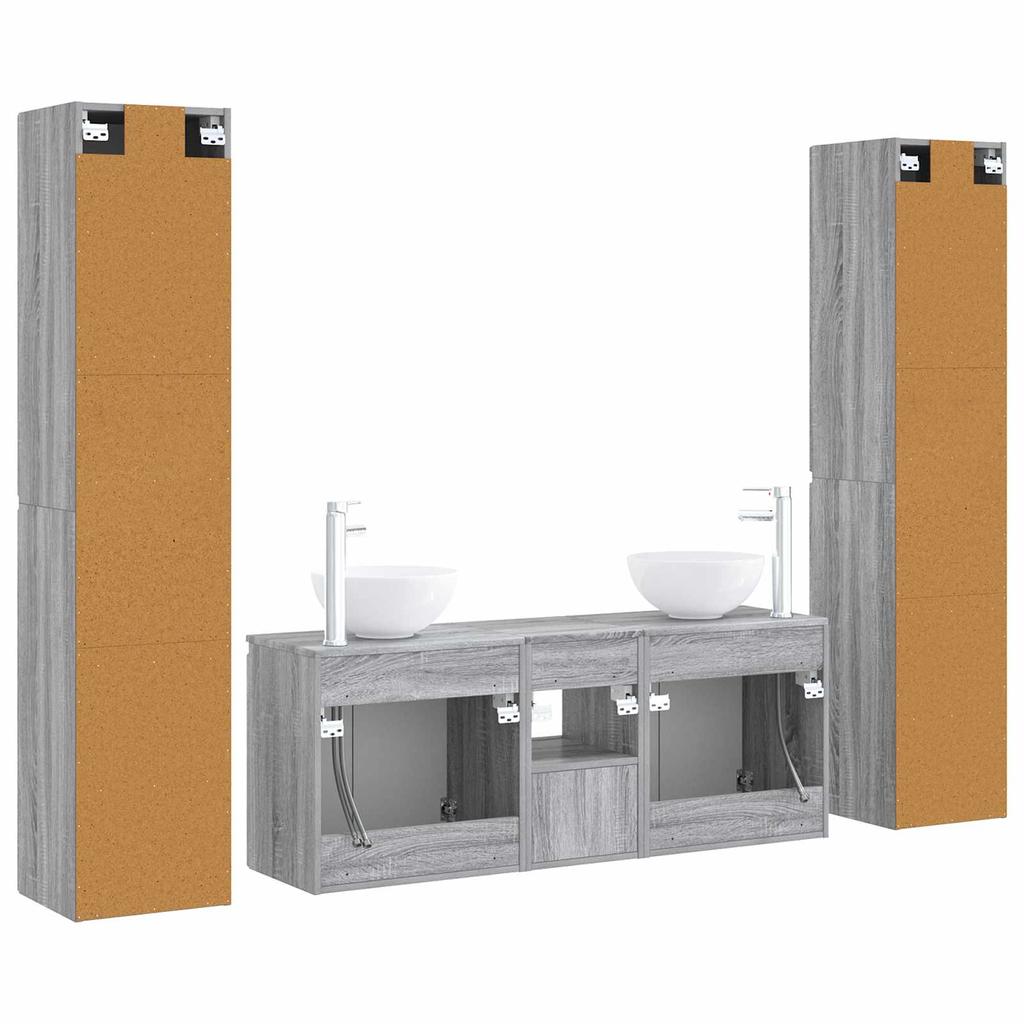 Bathroom Furniture Set 5 Pieces Grey Sonoma 33 x 34.5 x 160 cm