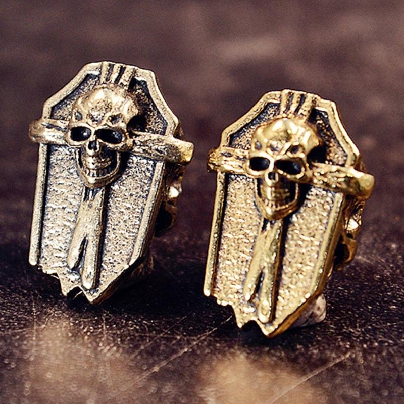 Retro Carved Copper Skull Charm Paracord Pendant Ornament For Handmade Craft Costume Decoration Jewelry Making Sewing