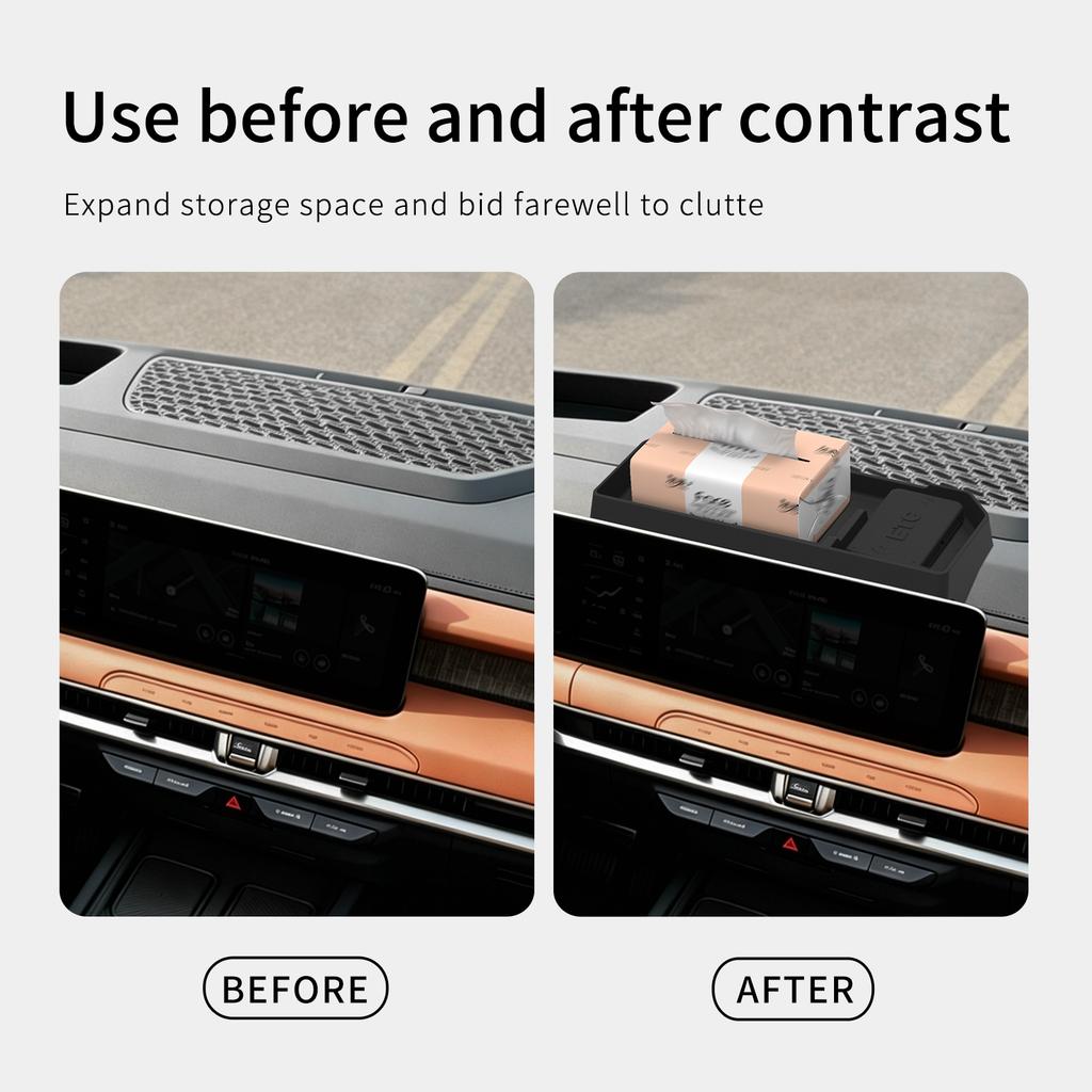 For Kia Telluride Central Control Screen Rear Storage Box Dashboard Tray Car Interior Accessories Black