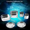 6-teiliges Tragbares Edelstahl-Kochgeschirr-Set Camping Picknick Outdoor Pfanne Topf Teller Tasse