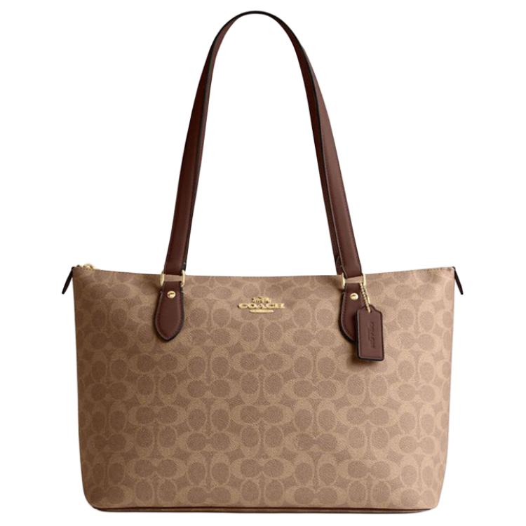 Coach Gallery 36 Monogram Zip Tote Bag Women Tote Bags Dark-Khaki CW381-IMXHE