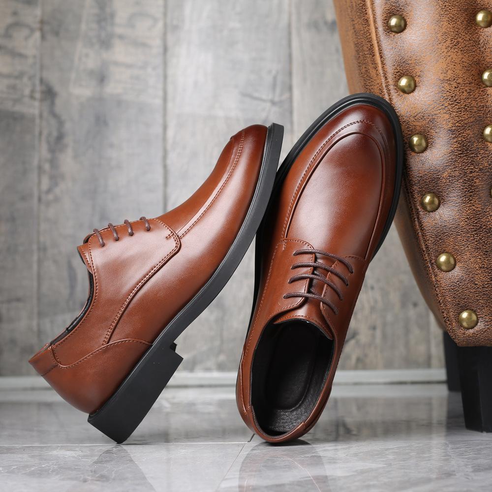 Man Fashion Leather Dress Business Derby Shoes For Men Wedding Shoe Square Toe Comfortable Lace Up Club Party