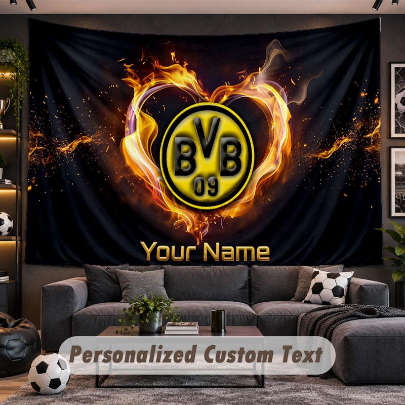 Arazzo da Parete Nome Personalizzato Modello Borussia Dortmund Tessuto Stampato Personalizzato Decorazione Murale