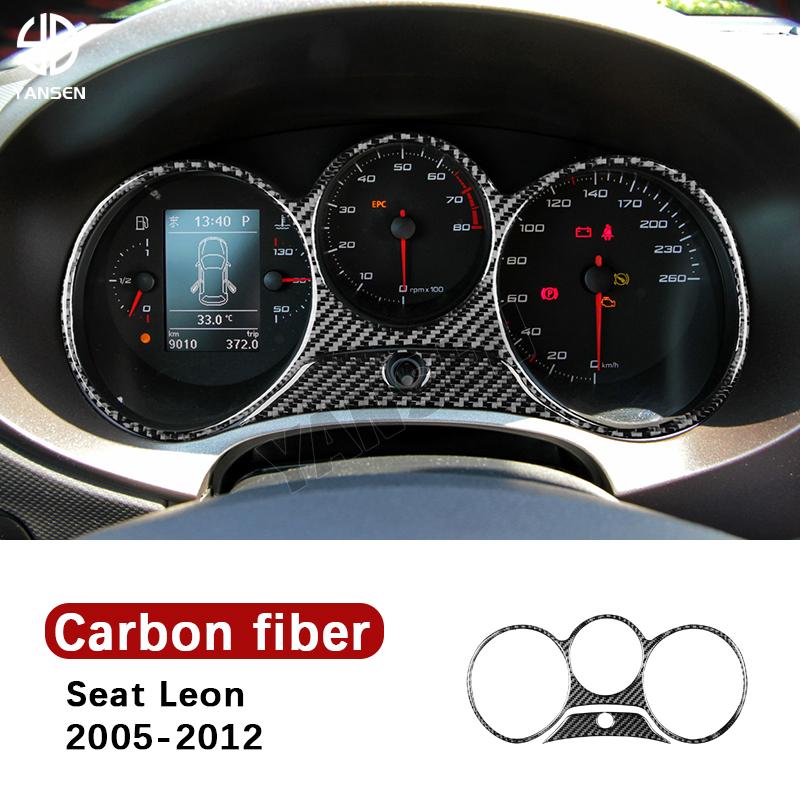 Naklejka z włókna węglowego na panel instrumentów samochodowych, prędkościomierz do Seat Leon 2005 2006 2007 2008 2009 2010 2011 2012