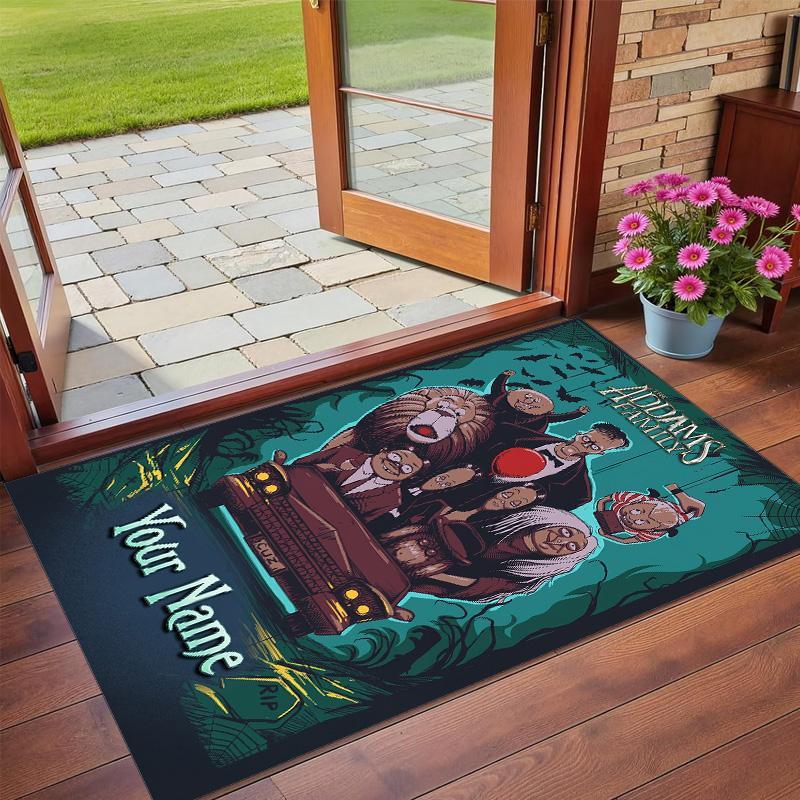 Crystal Velvet Rug Custom Name Text, Soft Non Slip Floor Mat Home DecorThe Addams Family