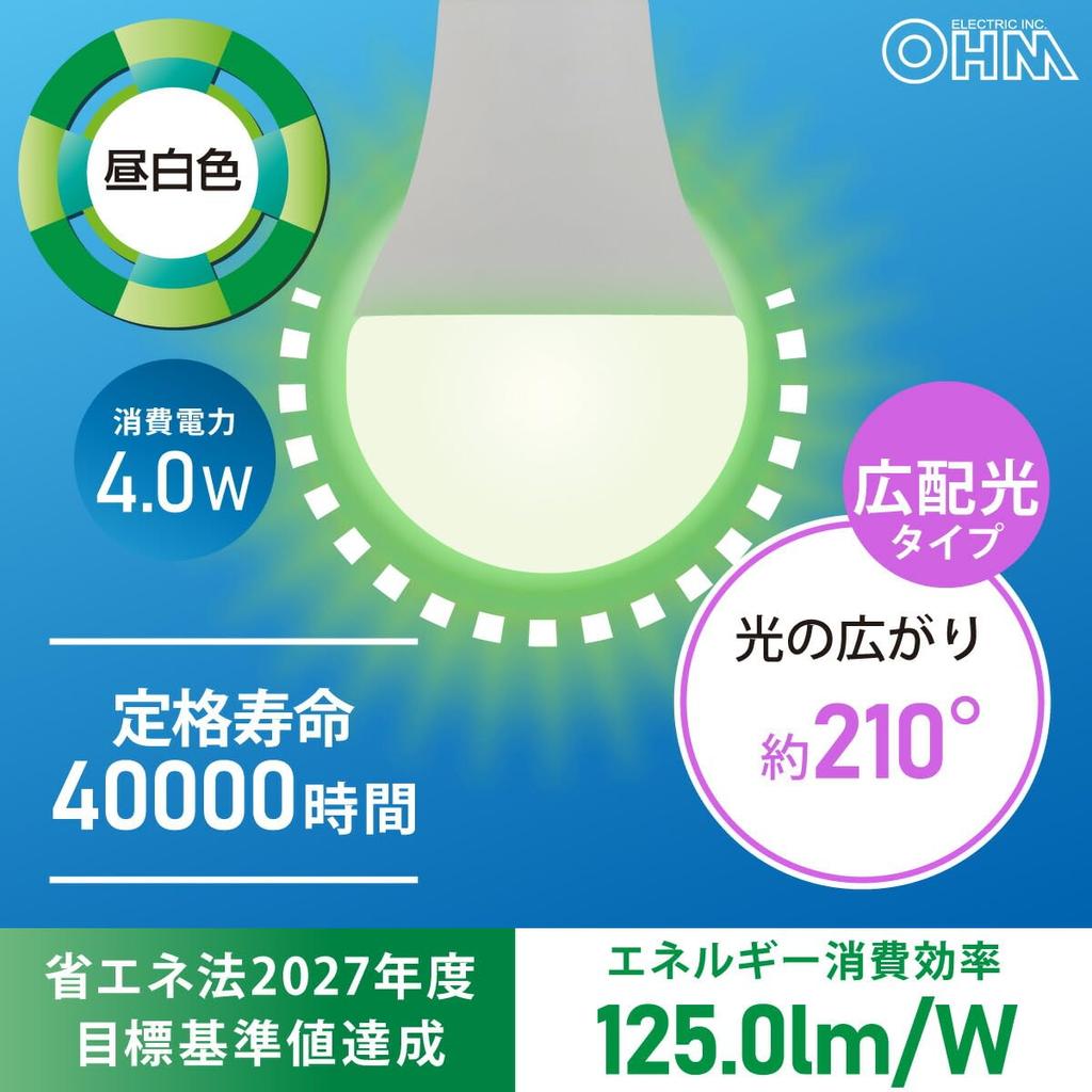 OHM Electric LED Bulb, Small, E17 Base, Equivalent To 40W40W Incandescent Bulb, Daylight White, Suitable for Enclosed Fixtures and Insulated