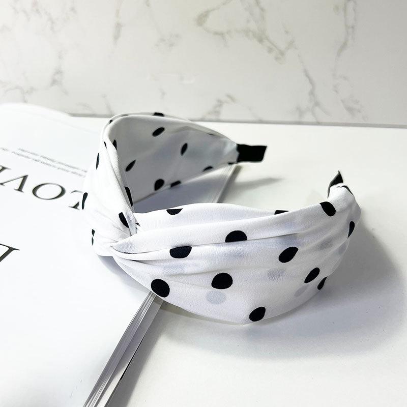 Women’s Cross Wide Edge Polka Dot Middle Knot Double Layer Comfort Hairband Stylish and Durable Headwear Women