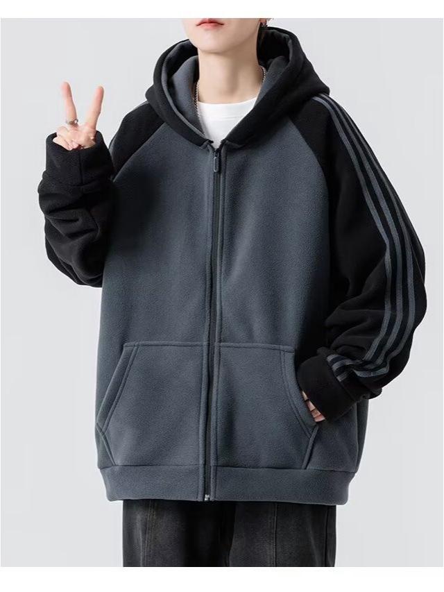 Men's Double-Sided Fleece Hoodie: Autumn/Winter Trendy, Loose-Fit, Thick, Warm Jacket