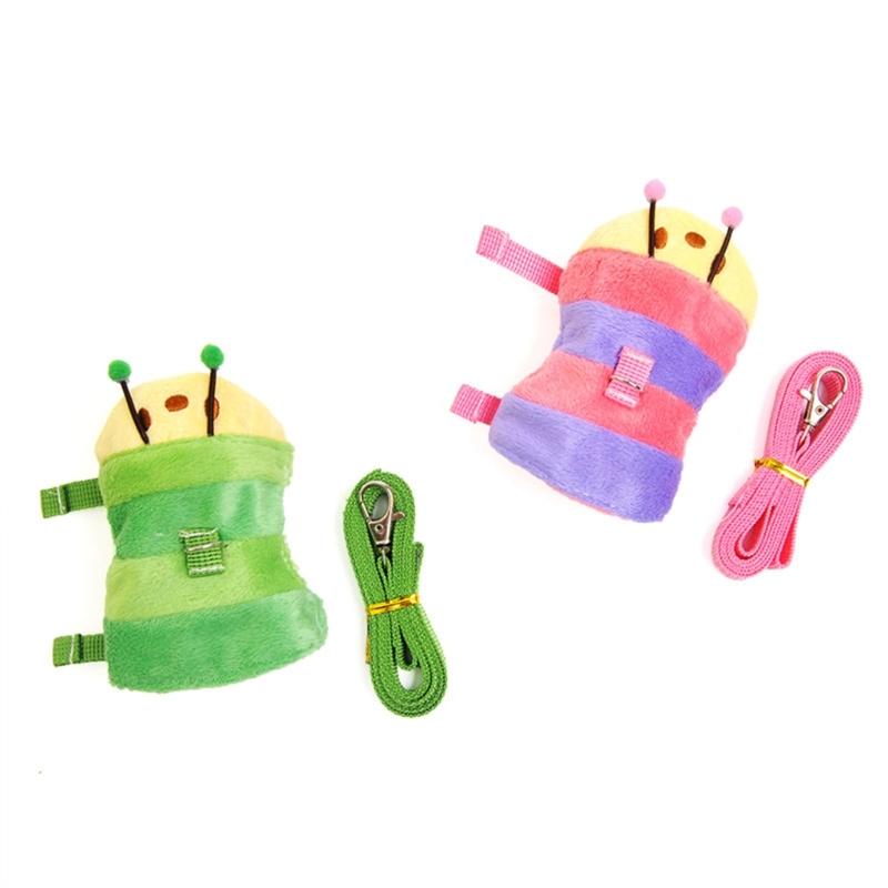 Small Animal Harness and Leash Set Soft Plush Pet Harness with Safe Bells No Pulls Comfort Plush Vests for Small Pet