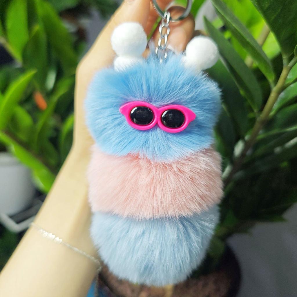 Cute Caterpillar Keychain Cartoon Plush Pendant Doll Bag Pendant Creative Car