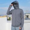 Men Summer Sunscreen Coat Hooded Thin Breathable Pocket Anti-UV Sun Protection Solid Color Long Sleeves Sun Protection Clothing Cycling Garment