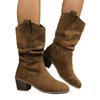 Women's Vintage Round Toe Boots, Wrinkled Stacked Martin Boots, Chunky Heel Wholesale Booties for Women