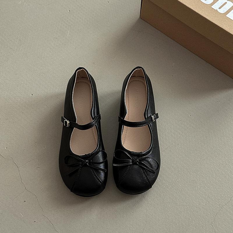

French bow one-button women s Mary Jane single shoes increase height in summer with skirt round head wedge heel ballet shoes 35 чёрный