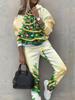New Women'S Clothing European And American Spring And Autumn Floral Printing Casual Long-Sleeved Sports Suit