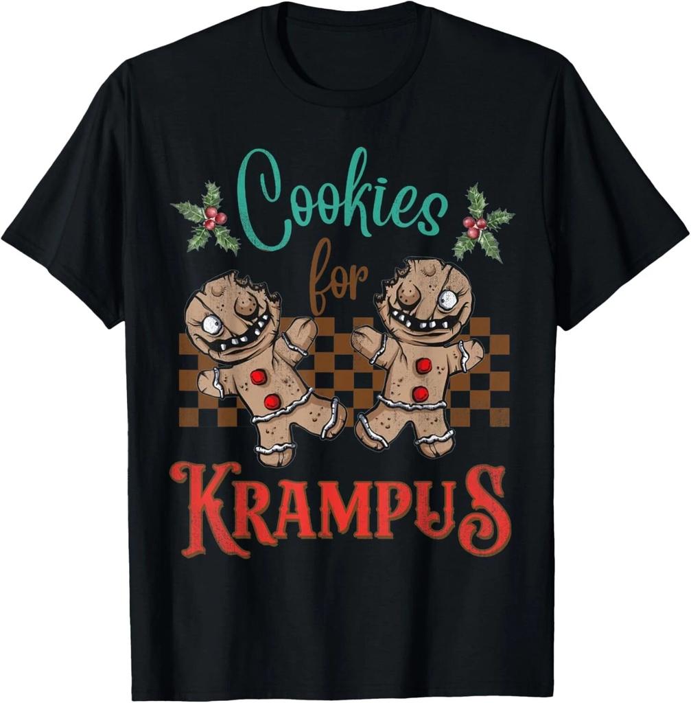 Cookies For Krampus_ Creepy Gingerbread Man_ Horror Xmas T- Shirt