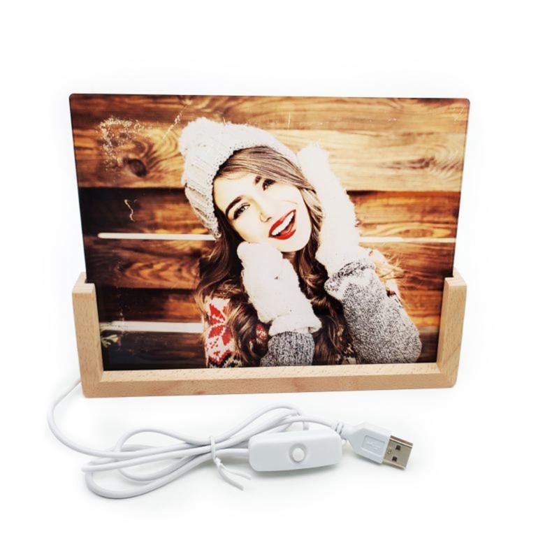 Acrylic Display Photo Frame Sublimation LED Light Blank Picture Frame with Base
