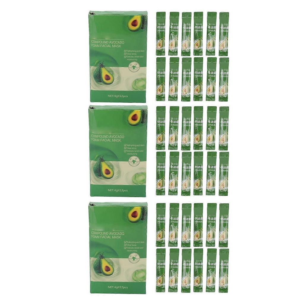 36pcs 4g Avocado Foam Face Mask Pore Refining Deep Cleansing Oil Control Skin Brightening Foam Mask