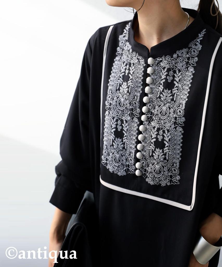 Antiqua Embroidered Long Free Size Black Women's Dress, Sleeve, UK-00121, 05,