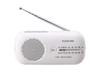 Kozumi Dynamo Radio, AM/FM, Wide FM Compatible, Battery Operated, USB Charging, Hand Crank Charging, LED Light, Strap Included, White, SAD-8702/W
