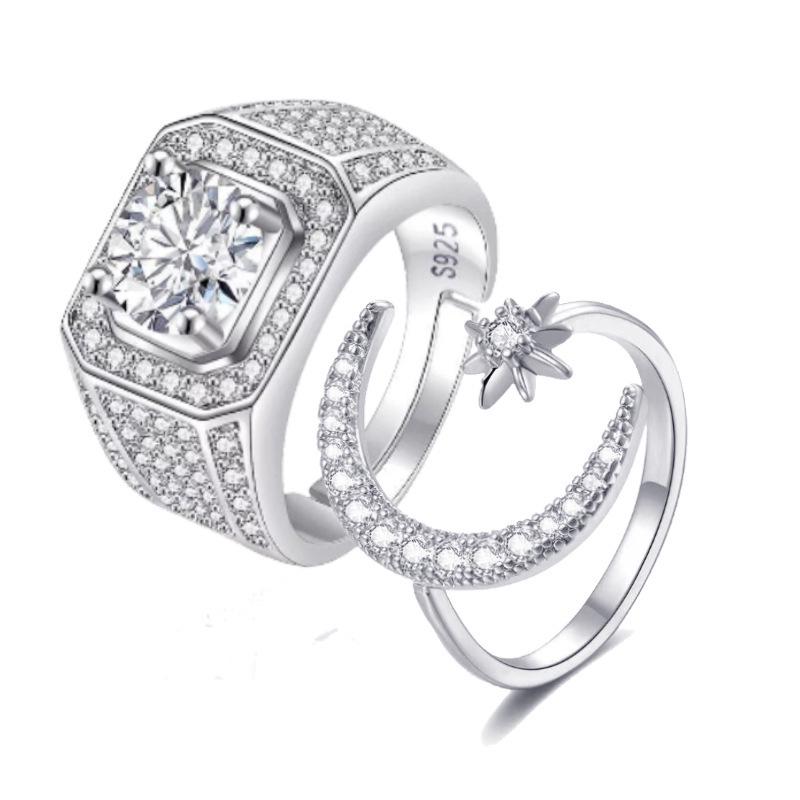 Adjustable Crown Diamond Couple Rings: Stylish Korean-Inspired Wedding Proposal Bands for Men and Women