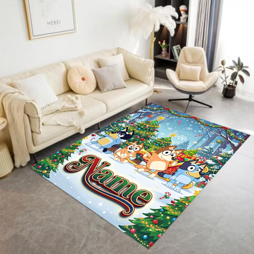 Merry Christmas Celebration Personalized Name Floor Mat Design for Playrooms Foyer Game Room Kitchen Anti-slip Rug Office home decor Wedding Party Gif