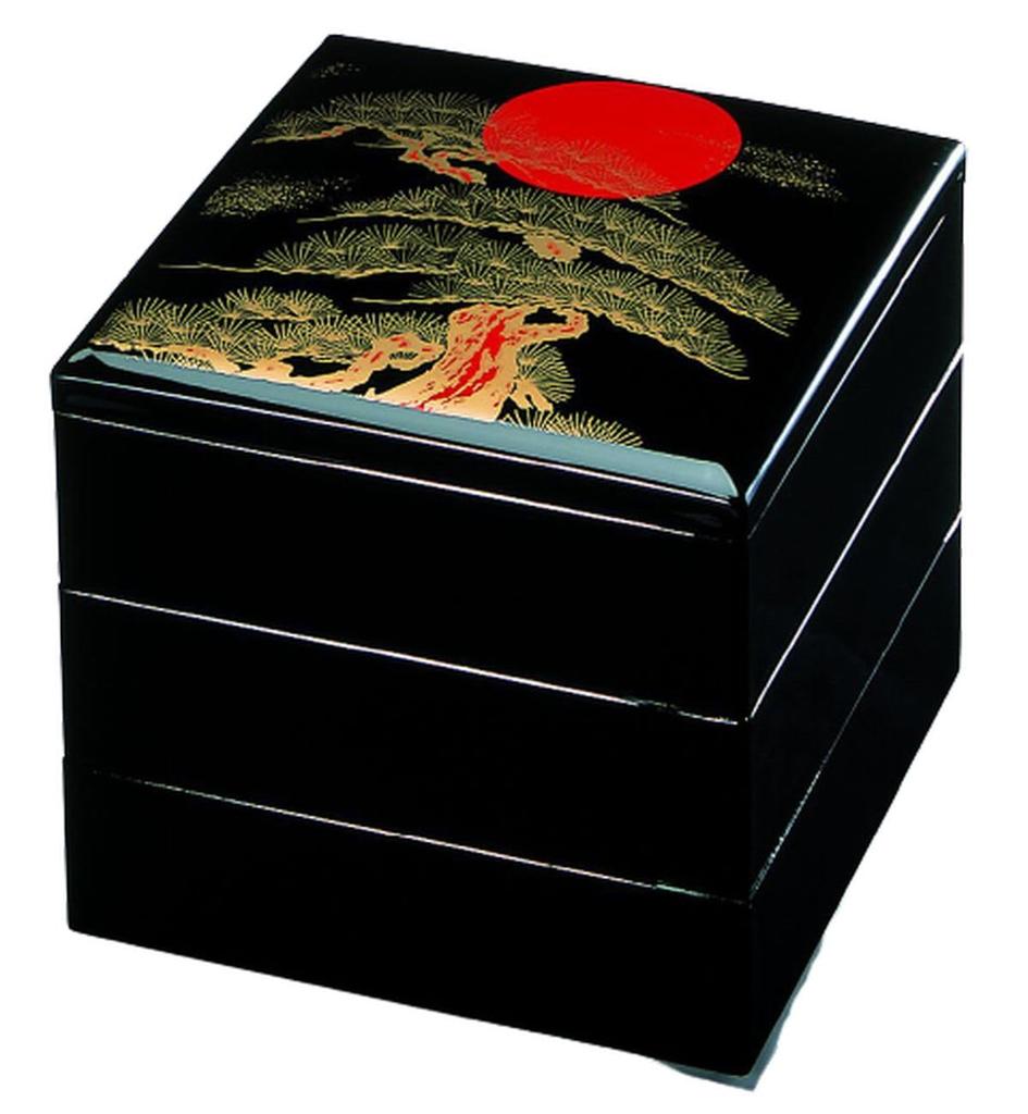 Jubako Hinode Pine X X Made In Japan J-kitchens 3-Tier 8-inch (Stacked Box), Houtoku, Design, 24.2cm 24.2cm 19.5cm,