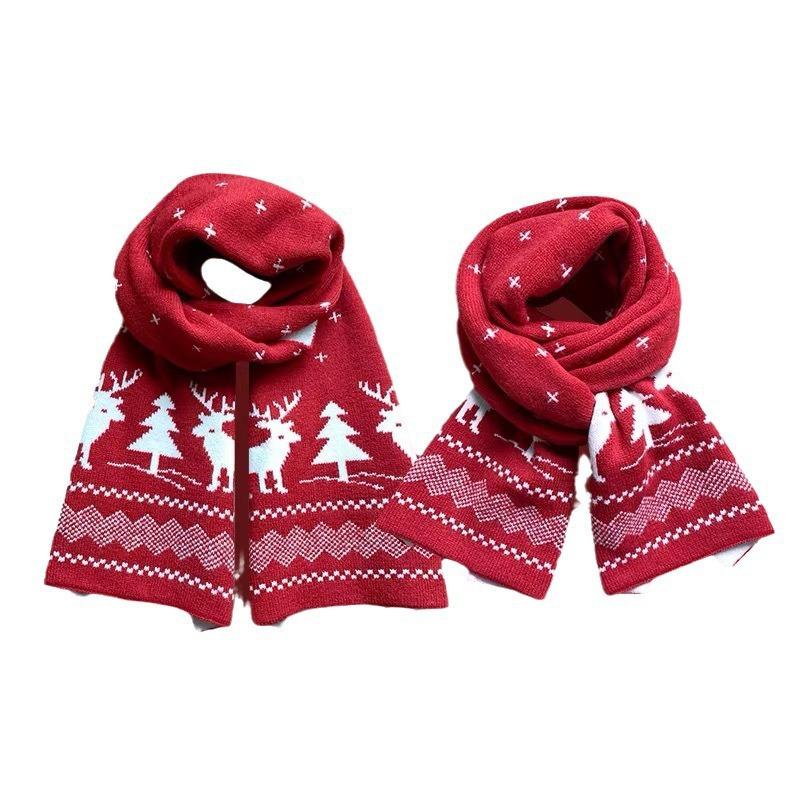 Christmas Deer Scarf Female New Winter Versatile Cute Elk Red Student Warm Knitted Scarf Tide