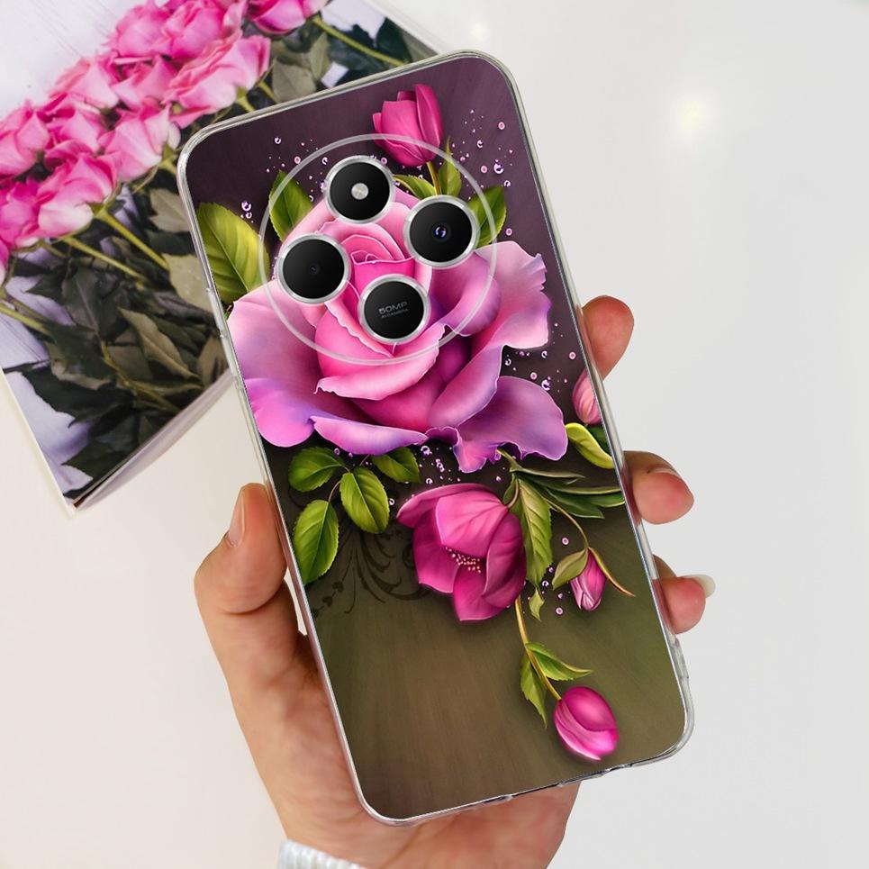 

Для XIaomi Redmi 14C / Poco C75 Задня кришка Метелик Квітка троянди Розкішний Дівчачий Чохол для телефону На Redmi 4C Прозорий М який ТПУ Прозора Накладка XIaomi Redmi 14C