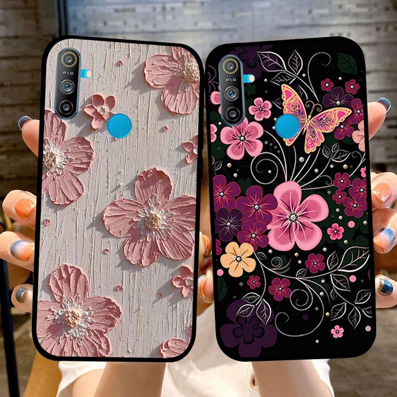 For Realme C3 4G Case Luxury Black Soft Silicone TPU Cover Shockproof Bumper For Oppo Realme C 3 RMX2021 Phone Protective Fundas