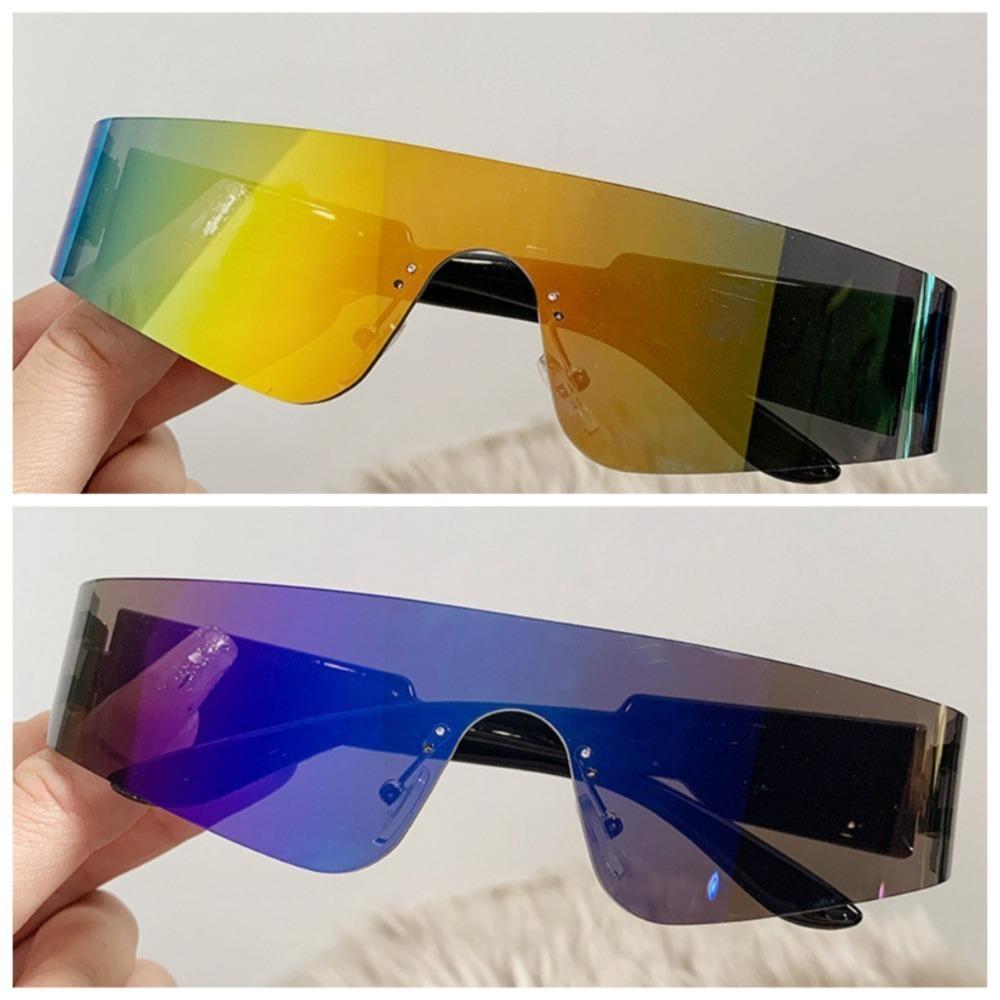 2 PCS Rimless One-pieces Women Sunglasses Men Fashion Y2k Mirror Shades Eyewear Ins Popular Brand Design UV400 Sun Glasses